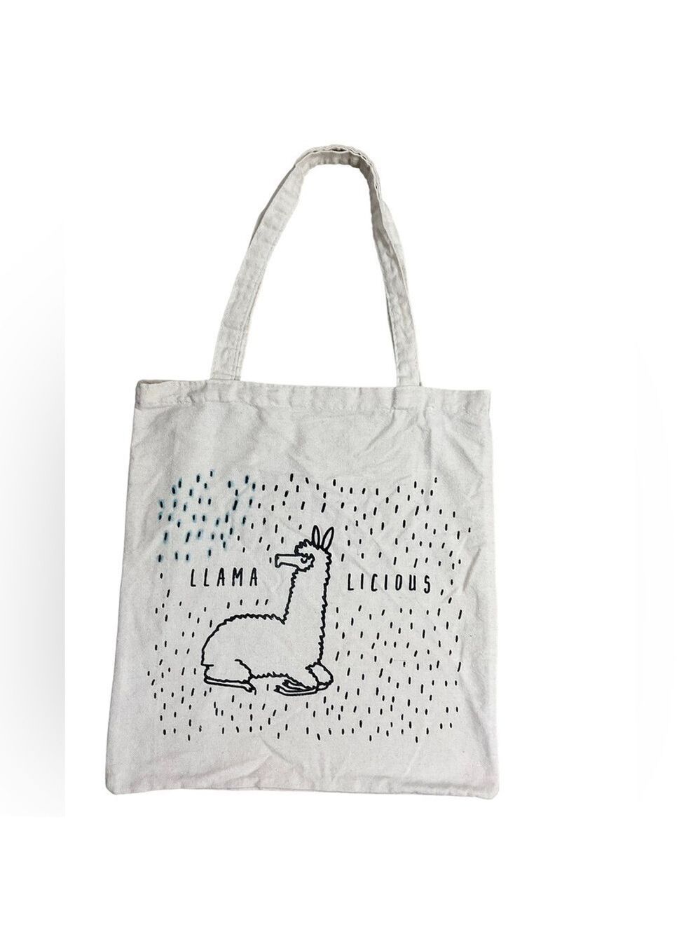 LLAMALICIOUS fabric tote bag 16” X 15”